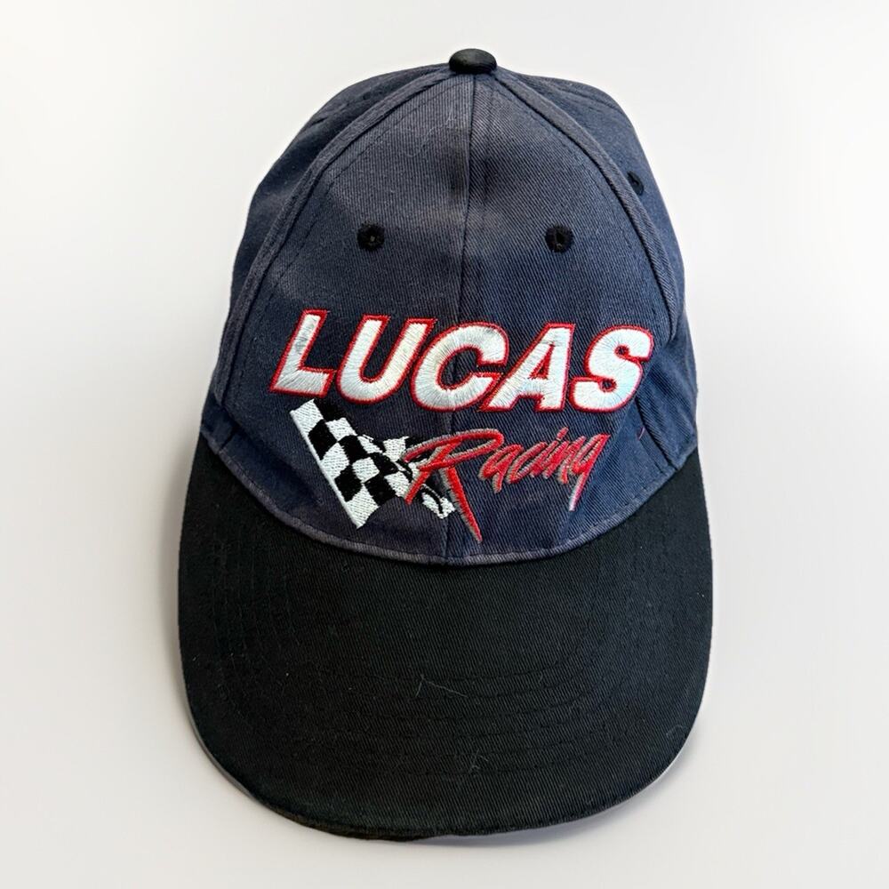 Lucas Oil Mens Gray Racing Adjustable Embroidered Event Winner Strapback Hat Cap